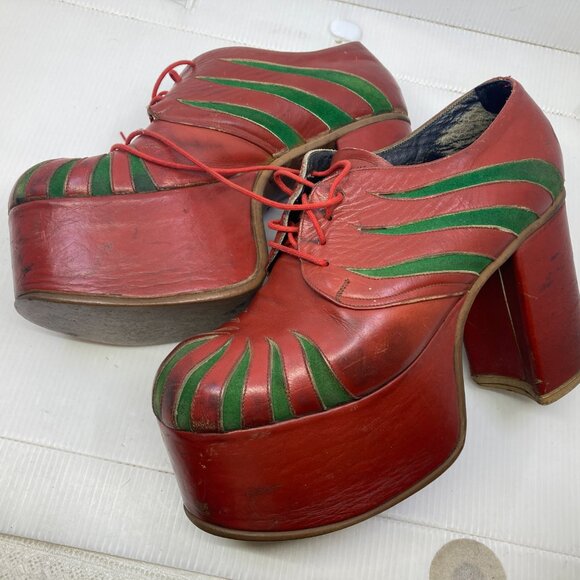 RARE 1970 iconic Kiss chunky platform 4" disco mens boots shoes sz 9 - Picture 10 of 12